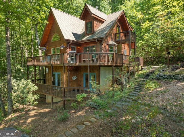 back of house with french doors