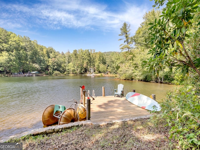 view of dock featuring a water view