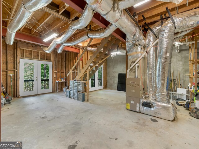 basement with french doors