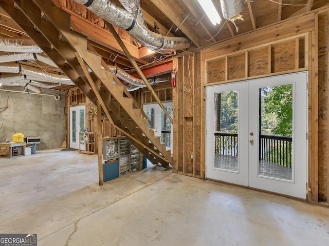 basement with french doors