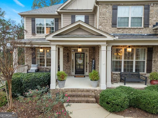 property entrance featuring covered porch