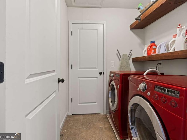 laundry area featuring washing machine and dryer