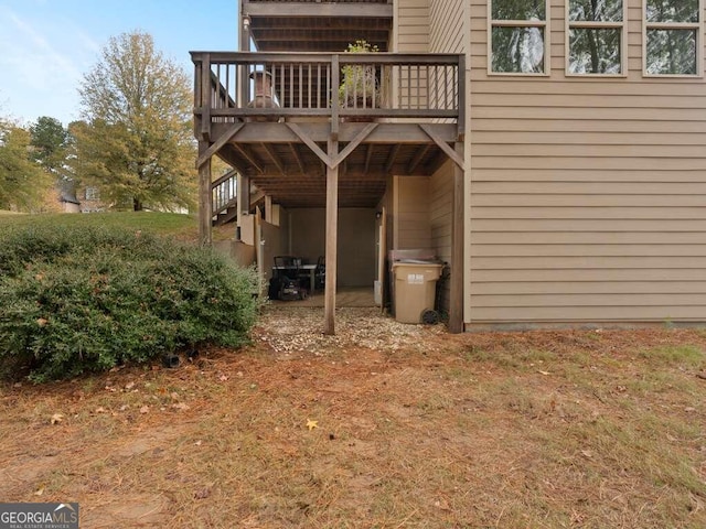 view of home's exterior featuring a deck