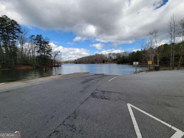 view of road with a water view