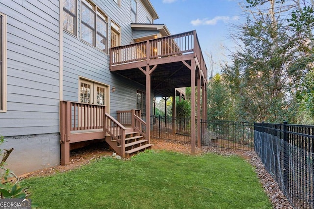 view of yard featuring a deck