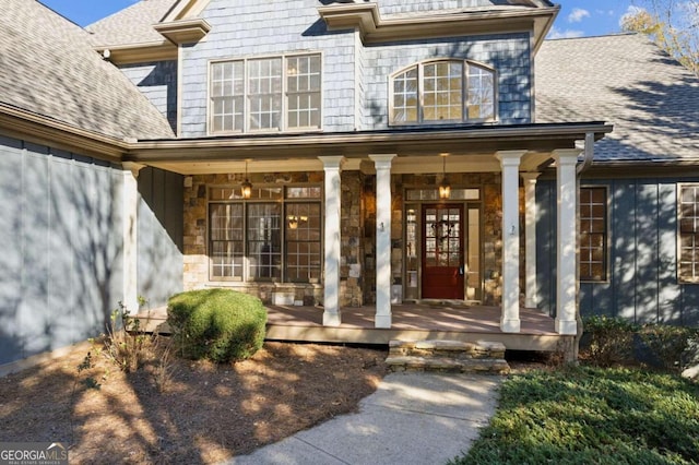 doorway to property with a porch