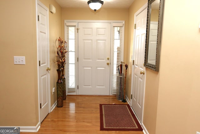 entrance foyer with light hardwood / wood-style floors