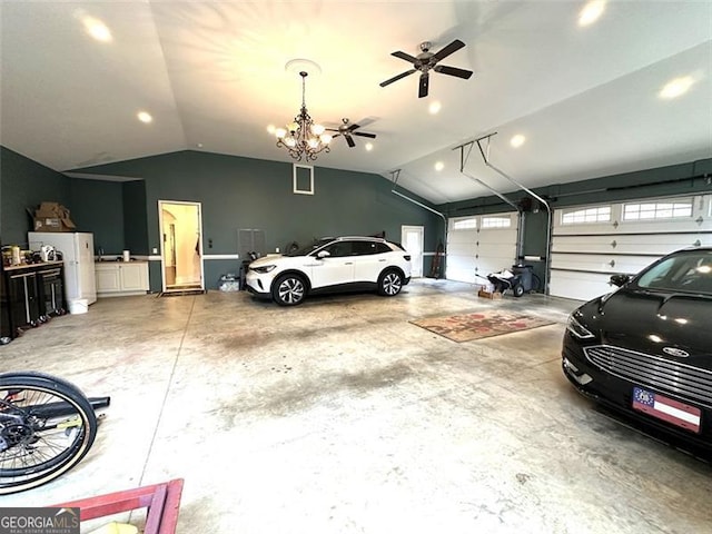 25 Fireside Ct NW, Cartersville, GA 30120 - garage featuring freestanding refrigerator, a ceiling fan, and recessed lighting