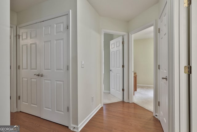 corridor featuring light hardwood / wood-style flooring