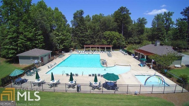 view of pool with a patio area