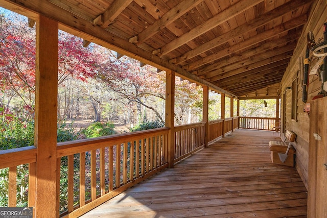 wooden deck featuring a porch