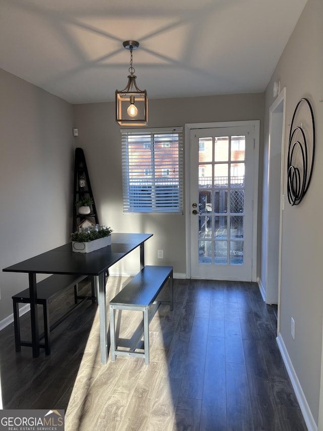 dining space featuring hardwood / wood-style floors