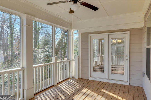 view of unfurnished sunroom