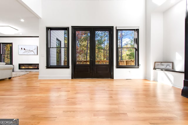 foyer entrance with a healthy amount of sunlight and light hardwood / wood-style floors