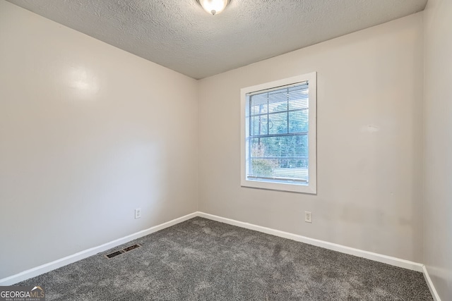 carpeted spare room featuring a textured ceiling