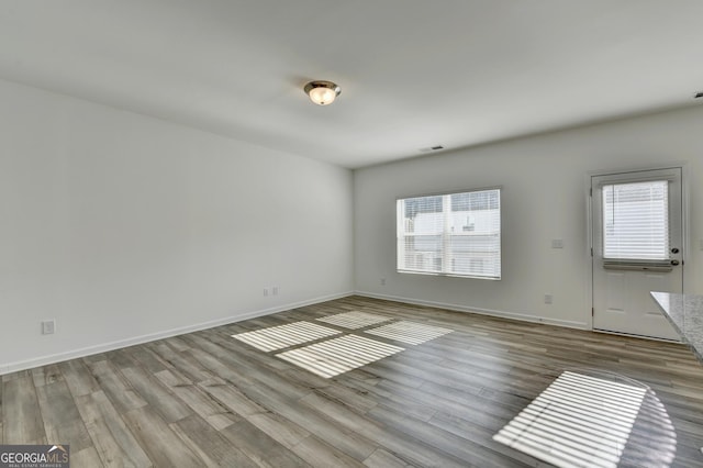 spare room featuring light wood-type flooring and a wealth of natural light