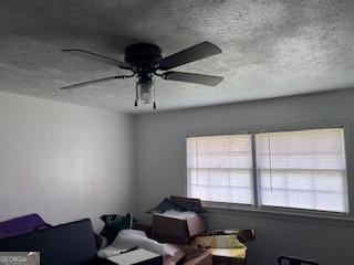 interior space with ceiling fan and plenty of natural light