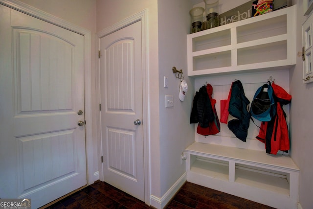 mudroom featuring dark hardwood / wood-style flooring