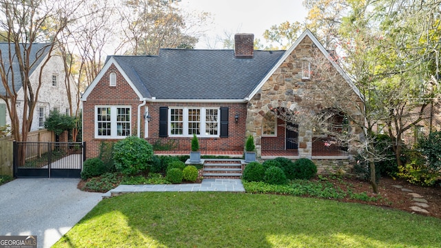 view of front of property featuring a front yard