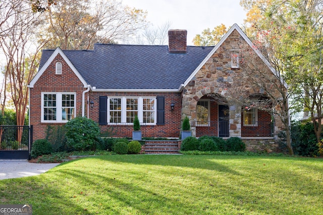 view of front of house with a front lawn