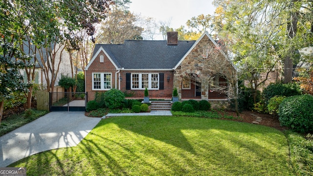 view of front of property featuring a front yard