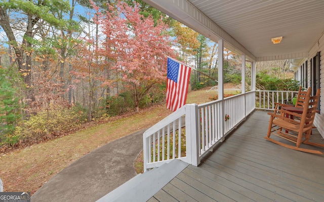 wooden terrace with covered porch