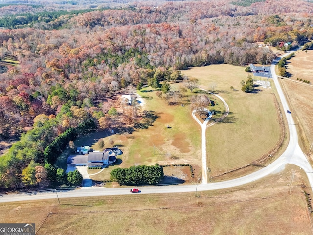 drone / aerial view with a forest view