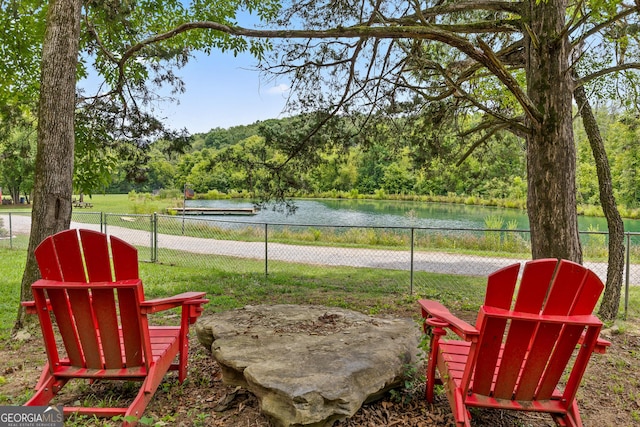 view of property's community with a water view