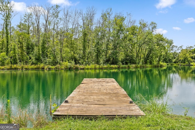 view of dock featuring a water view