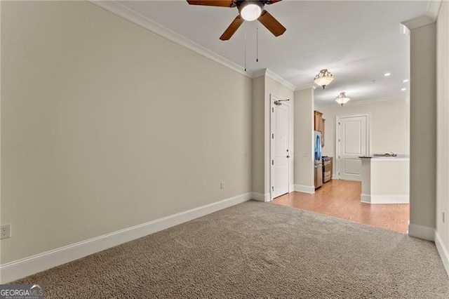 351 Washington Ave NE Ste 302, Marietta, GA 30060 - spare room featuring baseboards, recessed lighting, light colored carpet, a ceiling fan, and crown molding
