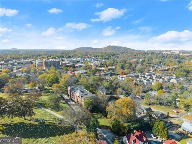 aerial view with a mountain view