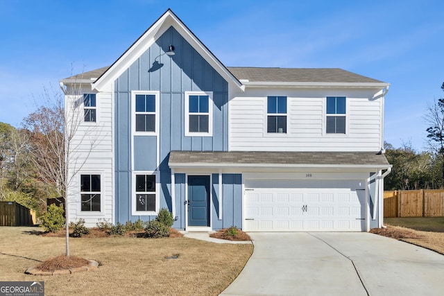 view of front of home with a garage