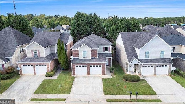 exterior space with a front yard and a garage