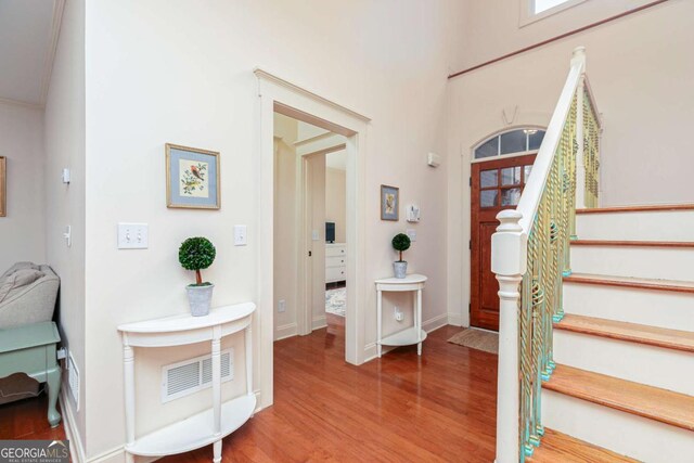 foyer entrance with wood-type flooring