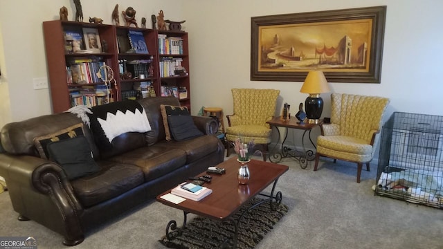 living room with carpet floors