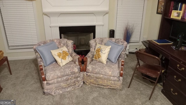 sitting room featuring carpet floors