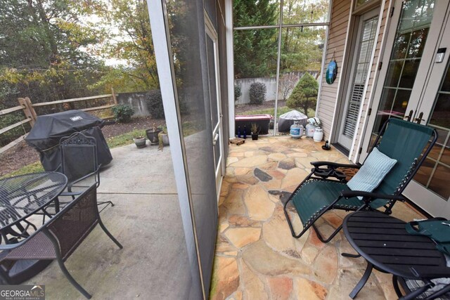 view of patio with grilling area and french doors