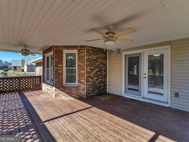 wooden terrace with ceiling fan