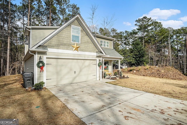 view of property exterior with a garage