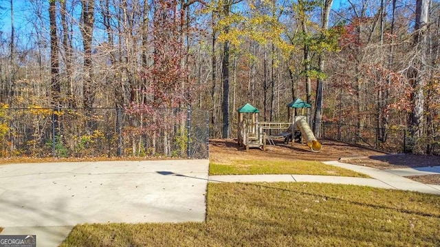 view of yard featuring a playground