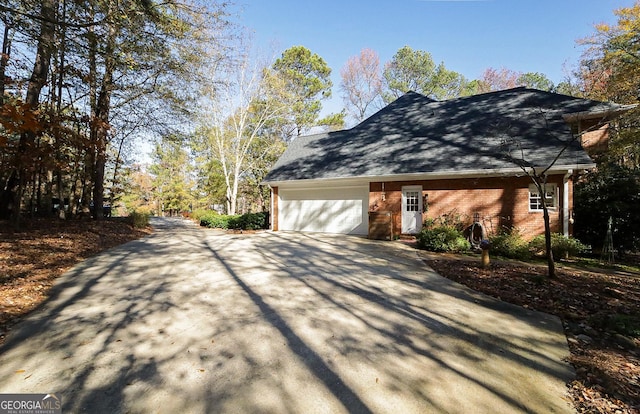 exterior space with a garage