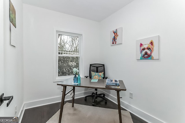 office with hardwood / wood-style flooring