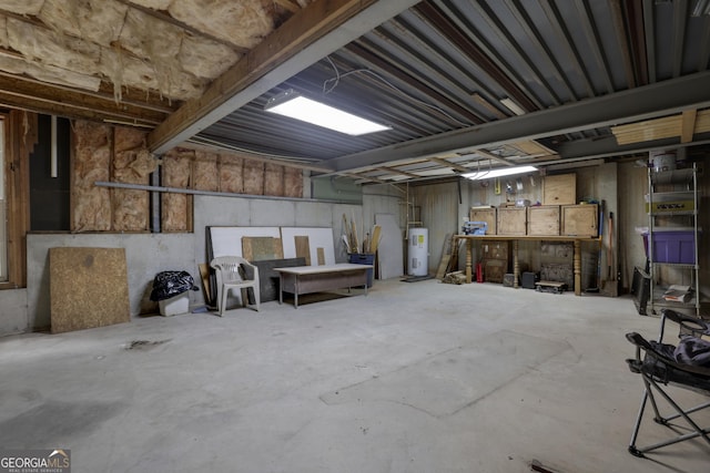 basement featuring electric water heater