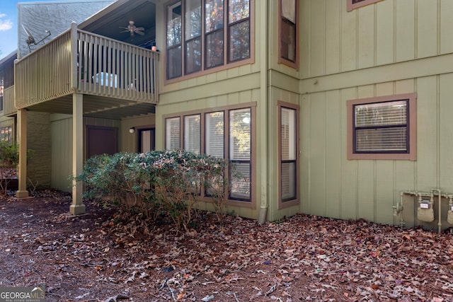 view of property exterior with ceiling fan