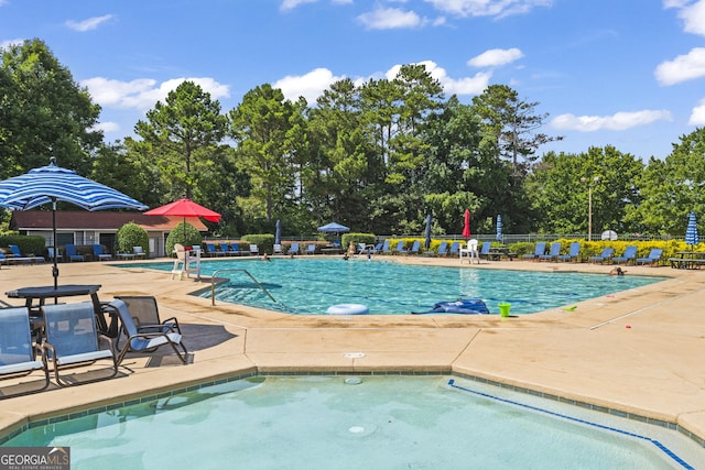 view of pool with a patio