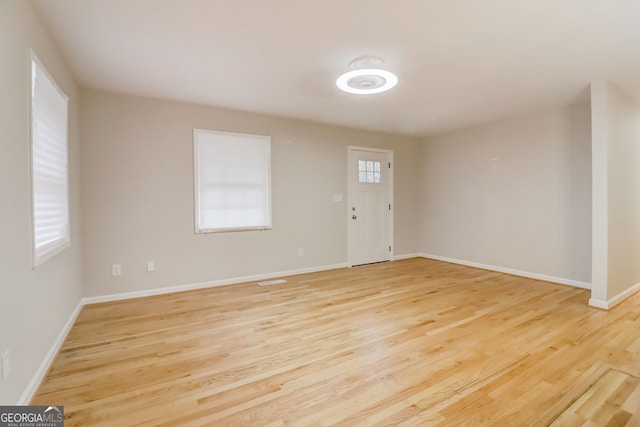 interior space with light hardwood / wood-style floors