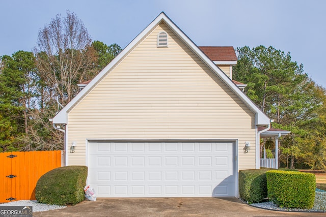 view of garage