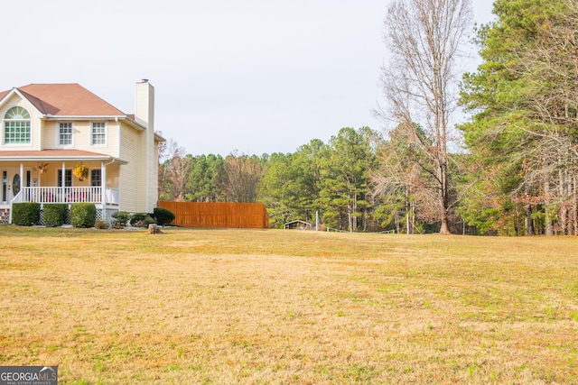 view of yard with a porch