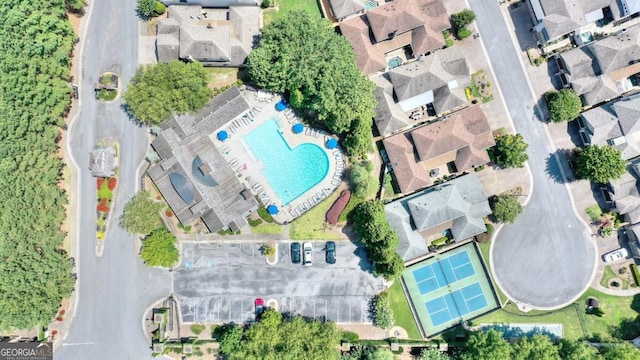 aerial view featuring a residential view