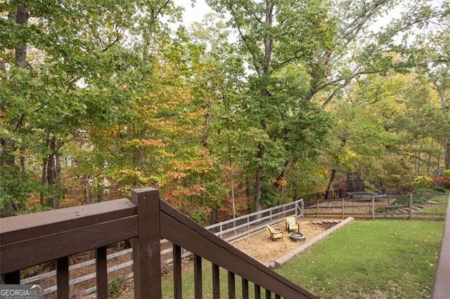 view of yard featuring a trampoline